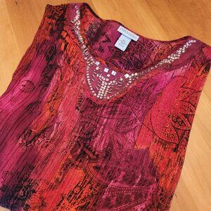 Maggie Barnes for‎ Catherines Red Boho Style Top with Beading 2X